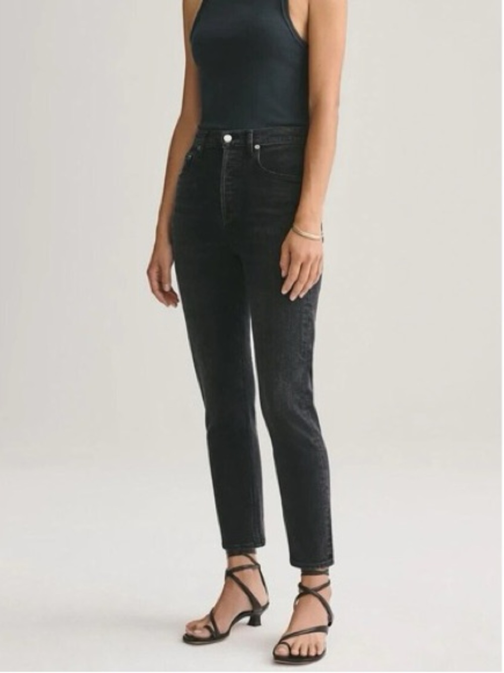 AGOLDE Riley High Rise Straight Crop Stretch Jean | Black Pepper Wash | 30
